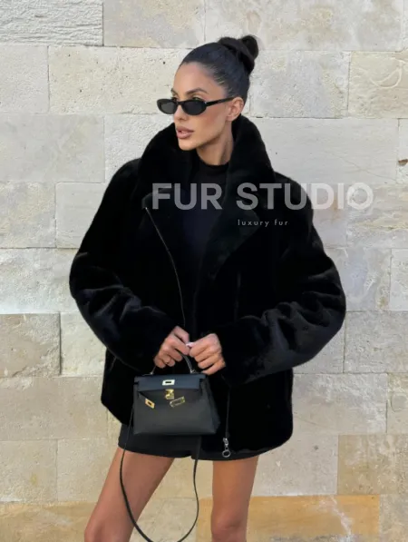 Черная косуха (куртка) из скандинавской норки - фото 10