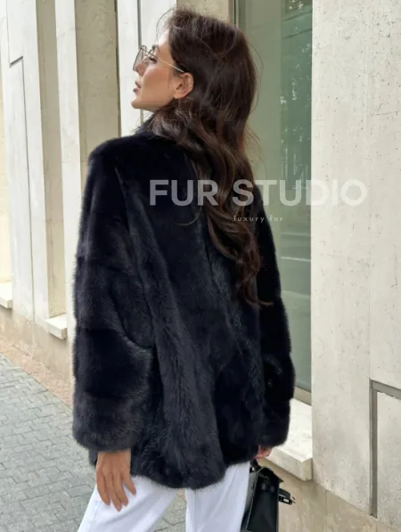 Норковый полушубок - графит - фото 1