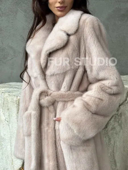 Светлая классическая норковая шуба - фото 2