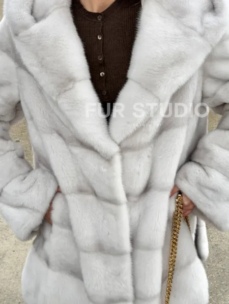 Белая норковая шуба с капюшоном - автоледи - фото 1