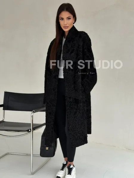 Черная шуба из каракуля - фото 4