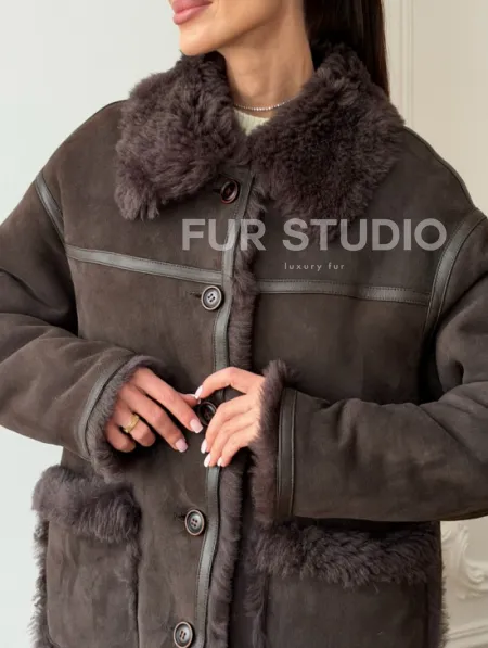 Двухсторонняя дубленка - мех тиградо - фото 2