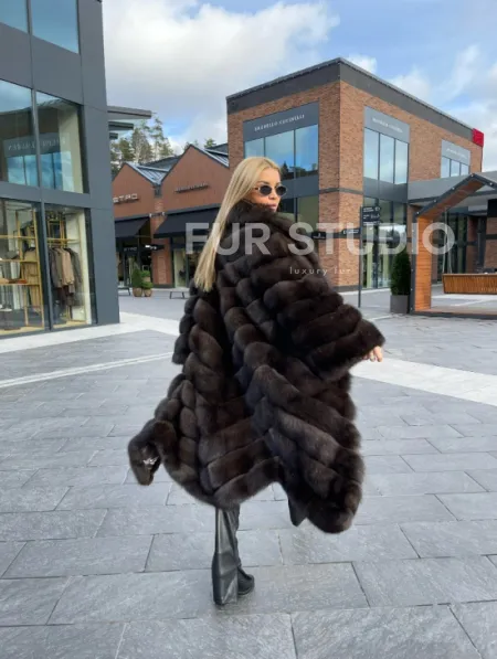 Шуба из меха соболя, воротник шаль - фото 4