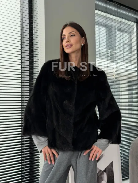 Норковый жакет - цвет черный - фото 13