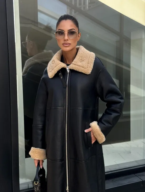 Женская натуральная дубленка из кожи силка - фото 5