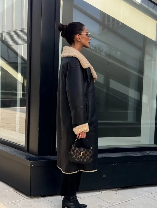 Женская натуральная дубленка из кожи силка - фото 9