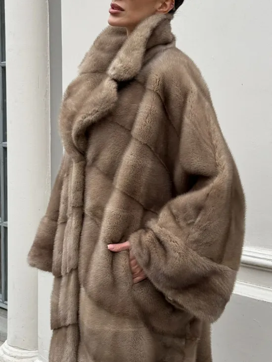 Норковая шуба Бохо из меха скандинавской норки Pastel (большие размеры) - фото 3