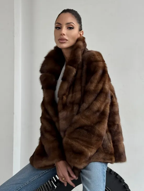 Шуба автоледи из соболиной норки, цвет соболь - фото 6