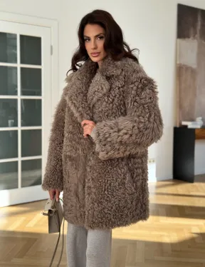 Двусторонняя шуба - дублёнка из меха испанского тиградо - фото 9