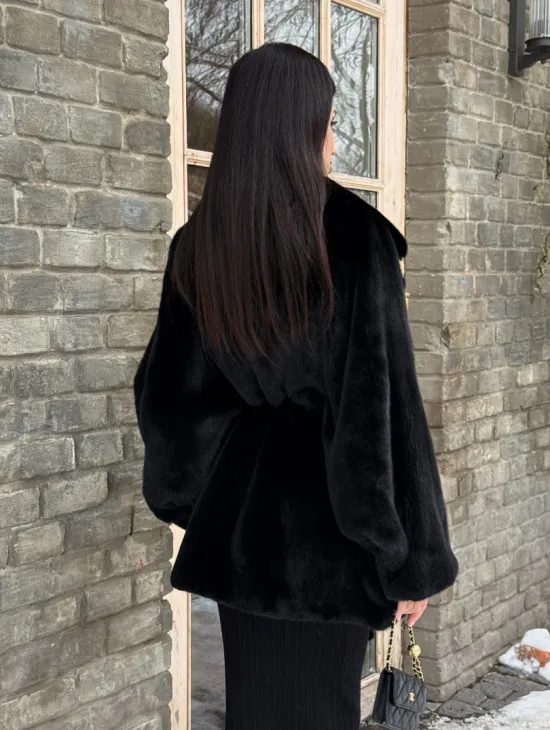 Шуба норковая летучая мышь из аукционной норки - английский воротник - фото 10