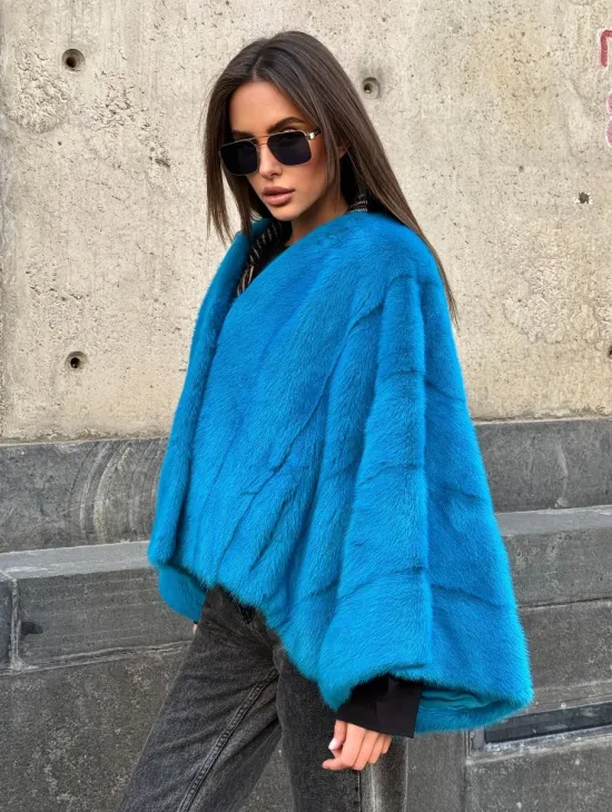 Голубое норковое болеро 