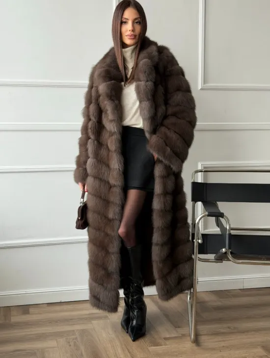 Длинная шуба из меха куницы Exclusive fur - фото 8