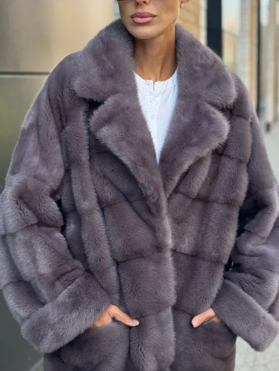 Шуба норковая - жакет лаванда - фото 1