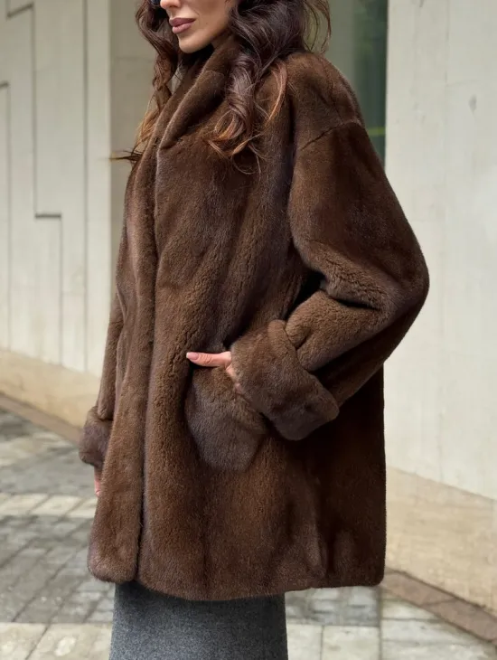 Коричневая шуба из норки - фото 3