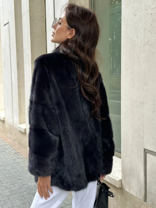 Норковый полушубок - графит - фото 1