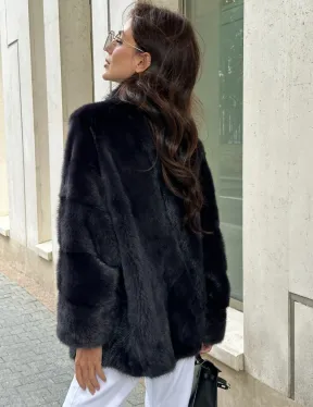 Норковый полушубок - графит - фото 1
