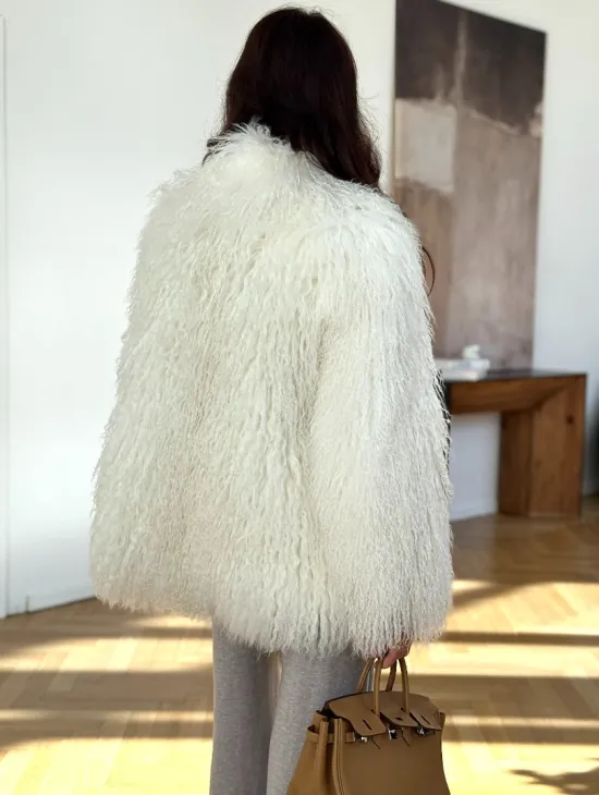 Шуба из ламы белая - фото 4