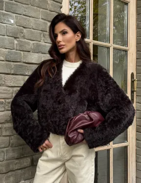 Укороченная шуба из овчины калган - фото 9