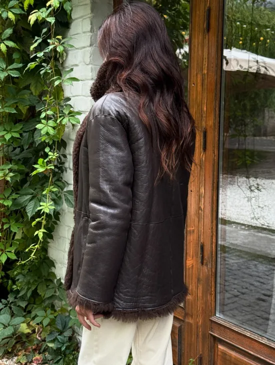 Дубленка двухсторонняя женская - цвет коричневый - фото 3