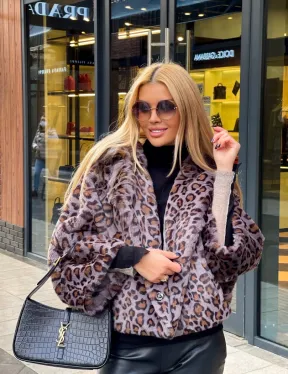 Полушубок из экомеха леопард - фото 0