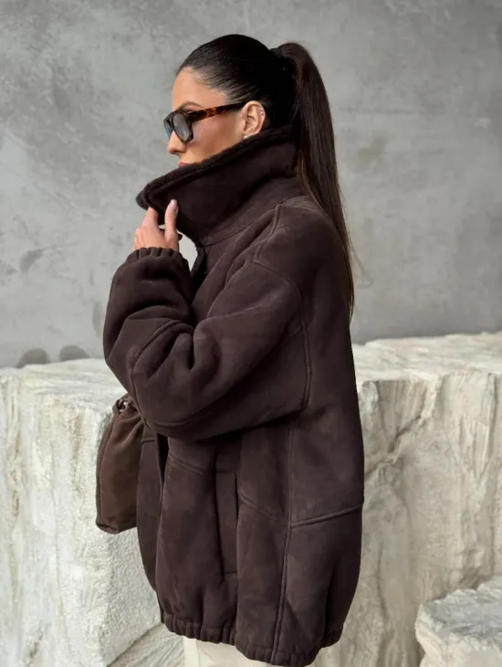 Дубленка бомбер женская - фото 9