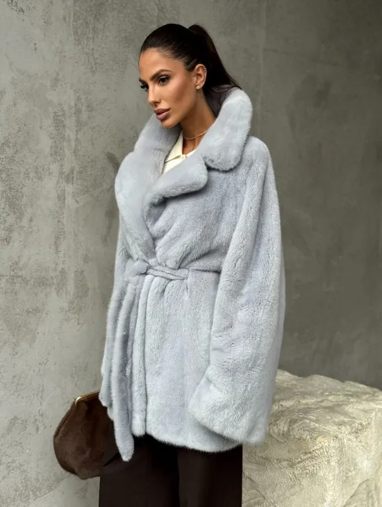 Полушубок из голубой норки - фото 5