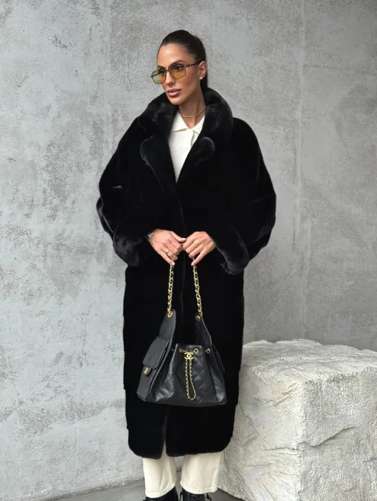 Черная шуба из меха норки SAGA FURS - фото 11