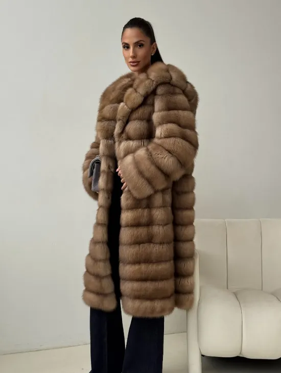 Шуба из куницы с капюшоном кобра - фото 7