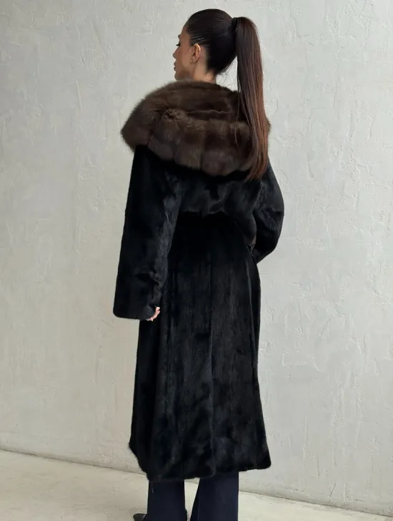 Норка кимоно BLACKGLAMA С капюшоном - фото 3