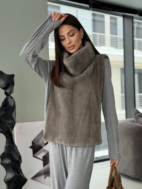 Манишка норковая серая - фото 23