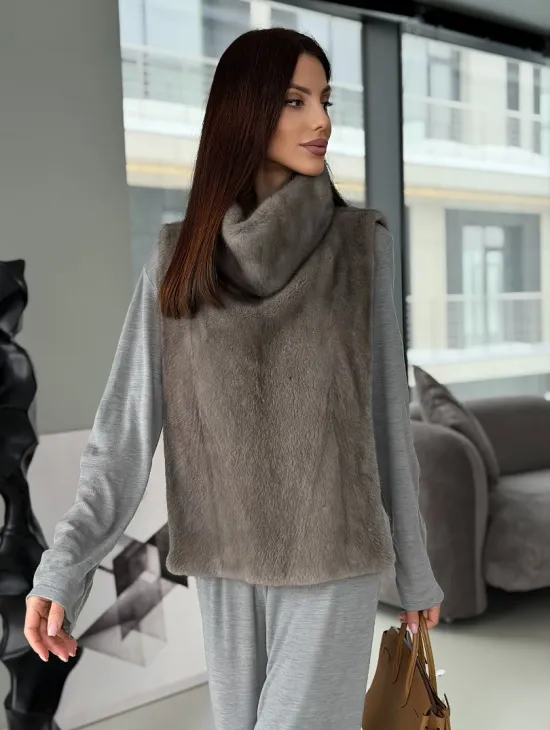 Манишка норковая серая - фото 18