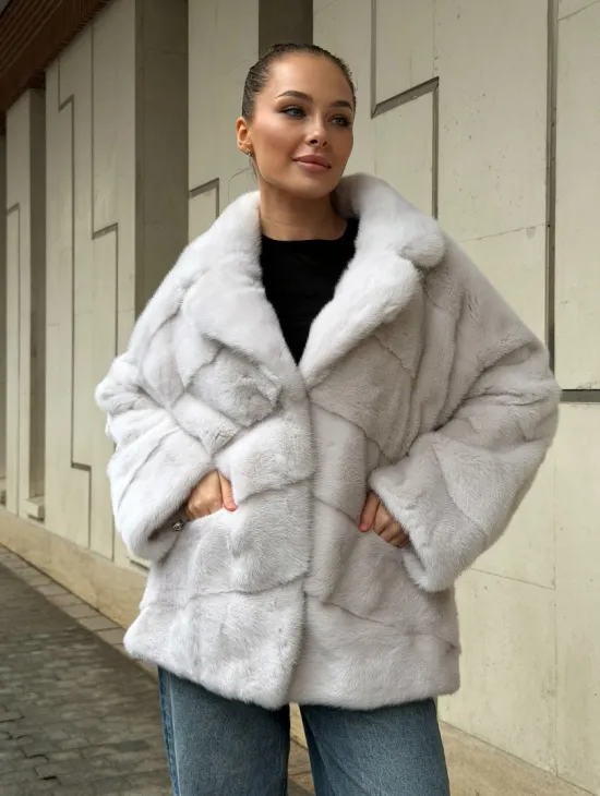 Светлый норковый полушубок - фото 8