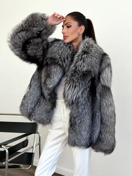 Шуба чернобурка - воротник шаль - фото 0