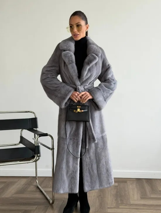 Голубая норковая шуба - фото 9