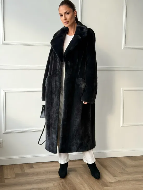 Норковая шуба с английским воротником - фото 4