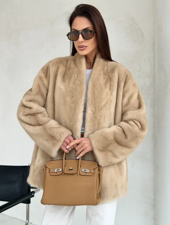 Жакет из натурального меха норки - Palomino - фото 7