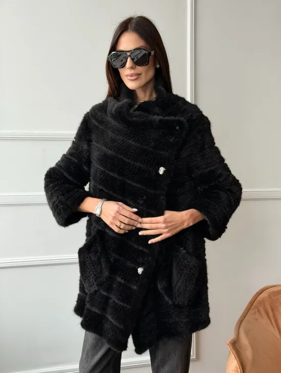 Меховое пальто из вязаной норки - фото 8