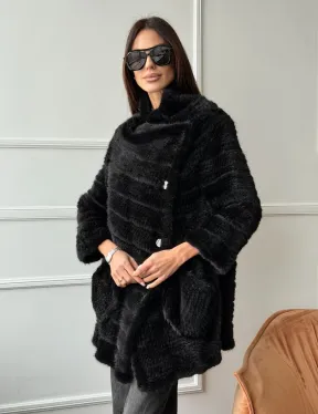 Меховое пальто из вязаной норки - фото 10