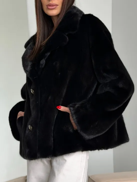 Черная короткая норковая шуба - автоледи - фото 1