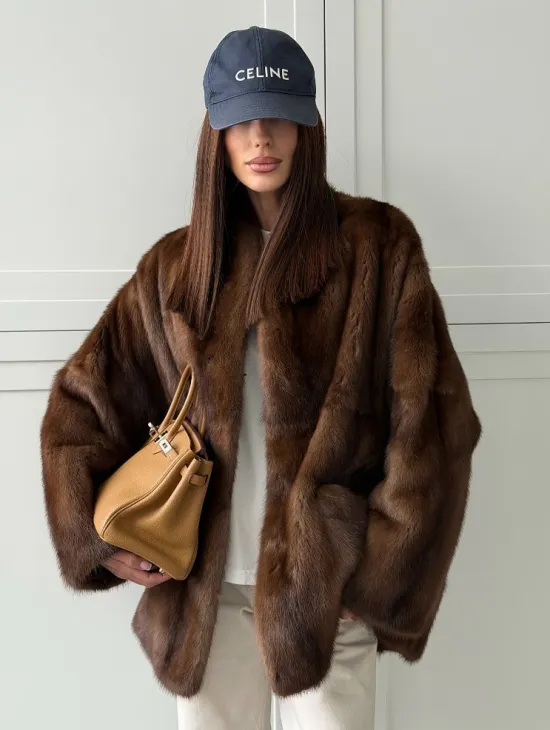 Норковая шуба под куницу (лесная норка) - фото 0