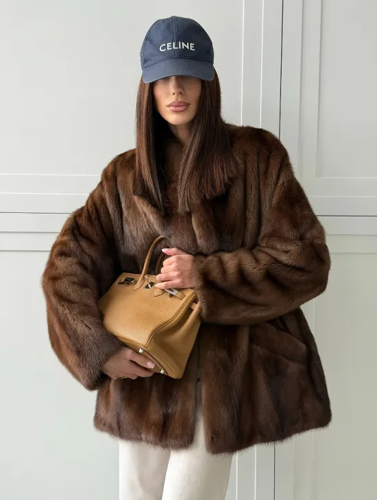 Норковая шуба под куницу (лесная норка) - фото 7