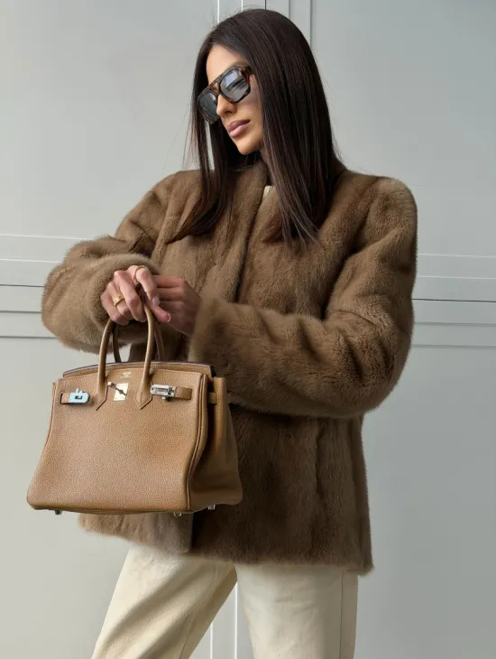 Женский норковый полушубок пастель - фото 8