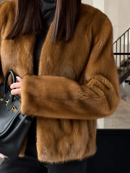 Меховой жакет из золотой норки - фото 2