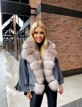 Джинсовая куртка с мехом финского песца - фото 1