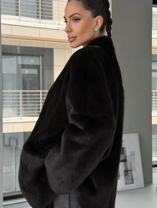 Модный норковый жакет «тренд 2026» Dark Espresso - фото 4