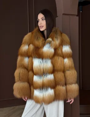 Короткая шуба из рыжей лисы - фото 12