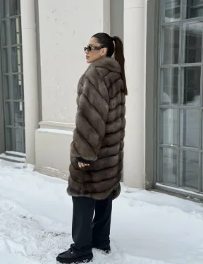 Шуба из меха соболя цвет Тортор  седина 1/2 - фото 7