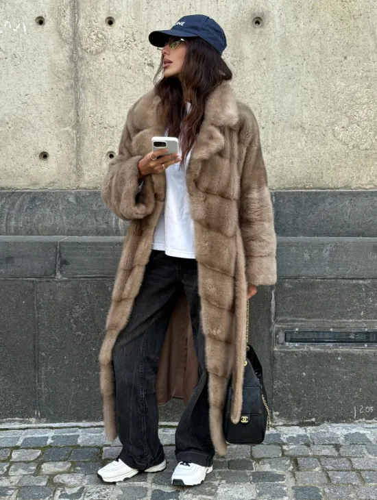 Шуба норковая - цвет пастель - фото 9