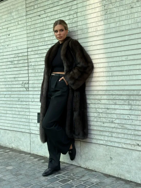 Классическое пальто из меха соболя седина 1/2 - фото 5