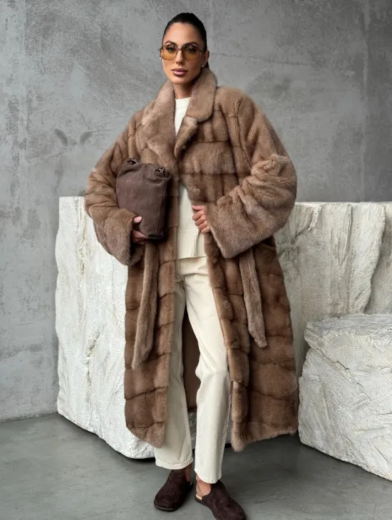 Шуба норковая английский воротник - цвет пастель - фото 10